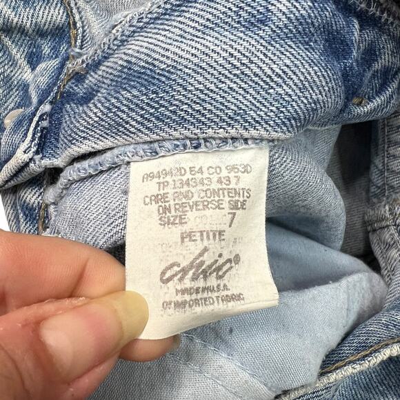 Chic VTG 90s High Rise Tapered Leg Mom Jeans Medium Wash Womens 7 Petite - Picture 5 of 6